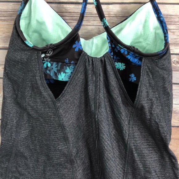 Lululemon Tank Grey With Floral Bra Size 2 - Picture 3 of 5
